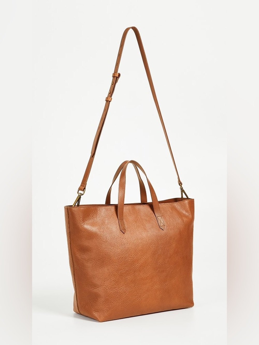 MADEWELL Leather Zip-top Transport Tote Bag Crossbody in Cognac